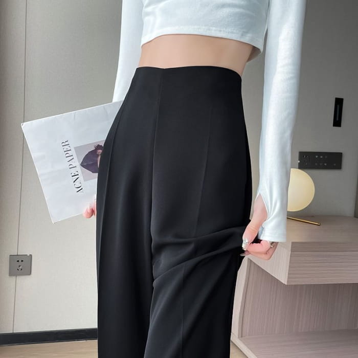 High Waist Plain Bootcut Dress Pants