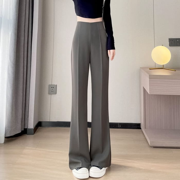 High Waist Plain Bootcut Dress Pants