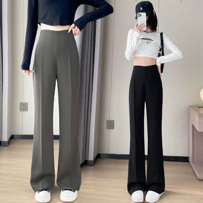 High Waist Plain Bootcut Dress Pants