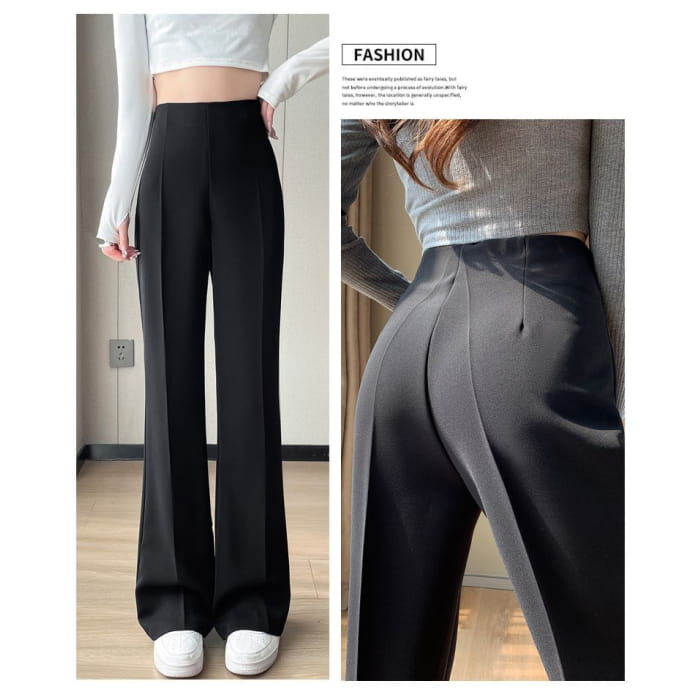 High Waist Plain Bootcut Dress Pants (Various Designs)