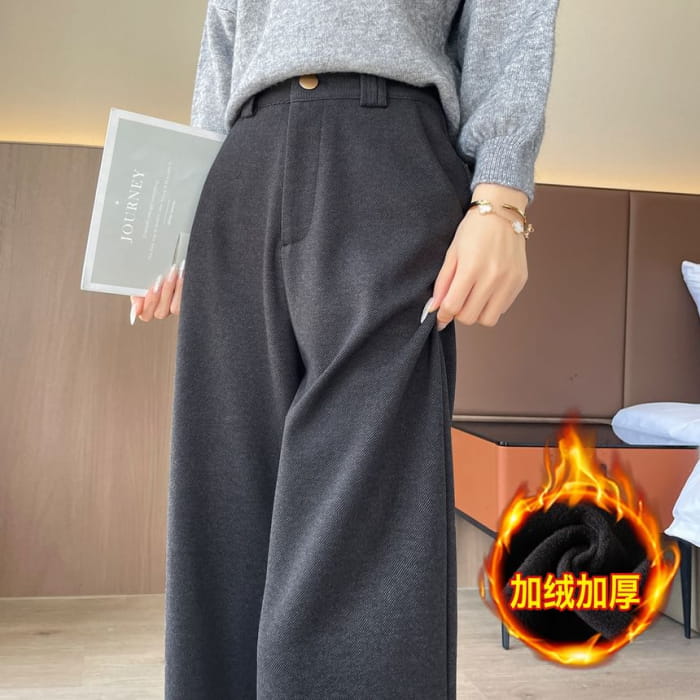 High Waist Plain Cropped Wide Leg Pants