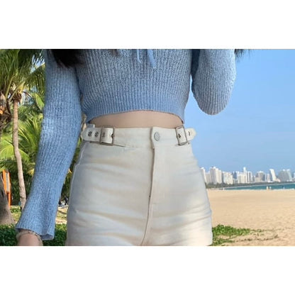 High Waist Plain Denim Shorts