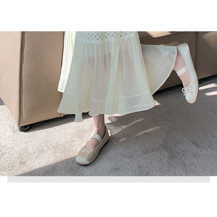 High Waist Plain Lace Panel Midi