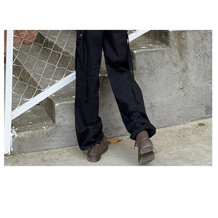 High Waist Plain Loose Fit Cargo Pants (Various Designs)