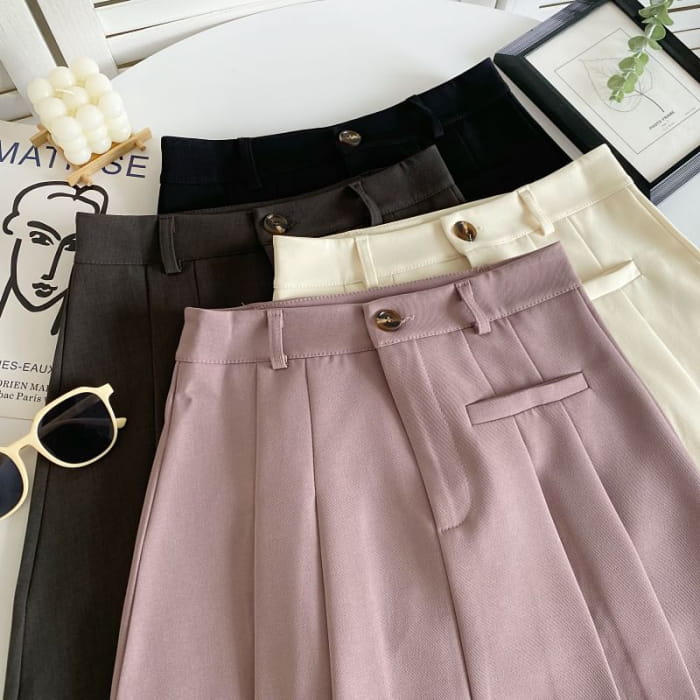 High Waist Plain Pleated Mini A-Line Skirt