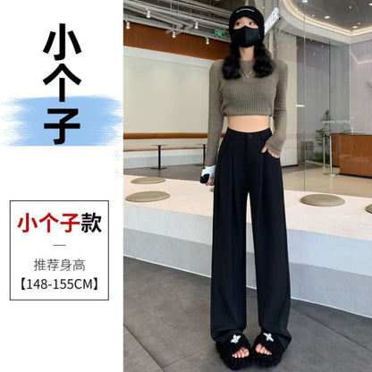 High-Waist Plain Straight Leg Dress Pants