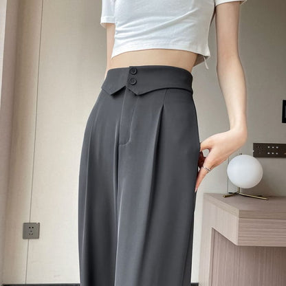 High Waist Plain Straight Leg Dress Pants