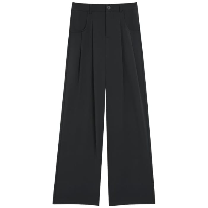 High-Waist Plain Straight Leg Dress Pants