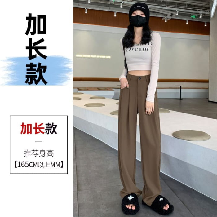 High-Waist Plain Straight Leg Dress Pants