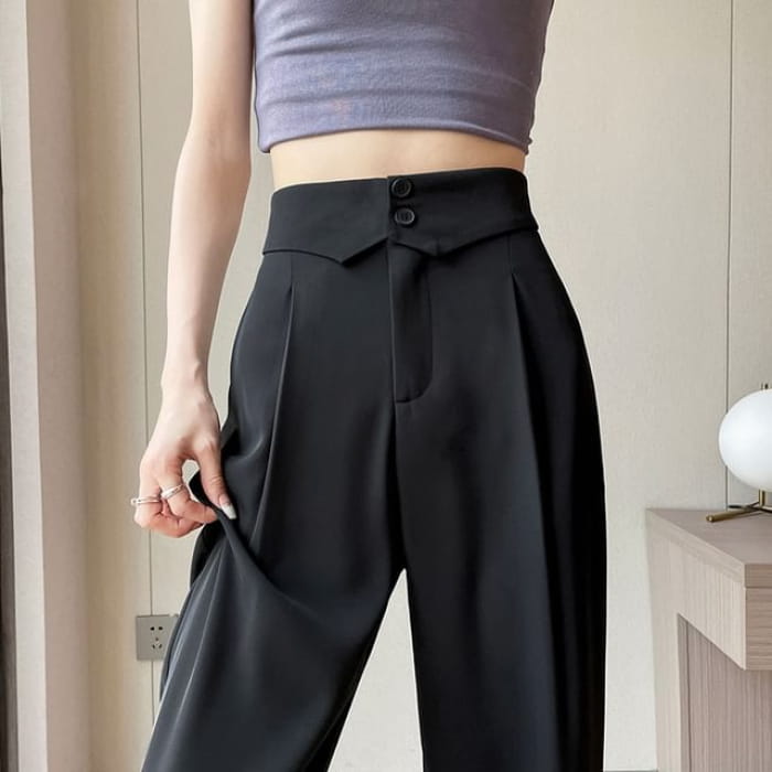 High Waist Plain Straight Leg Dress Pants