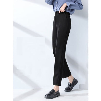 High Waist Plain Straight Leg Suit Pants