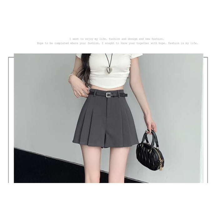 High Waist Plain Wide Leg Dress Shorts