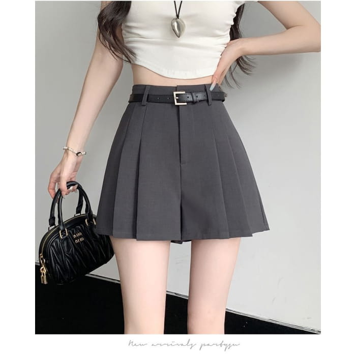 High Waist Plain Wide Leg Dress Shorts