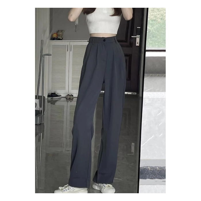 High Waist Plain Wide Leg Pants (Various Designs)