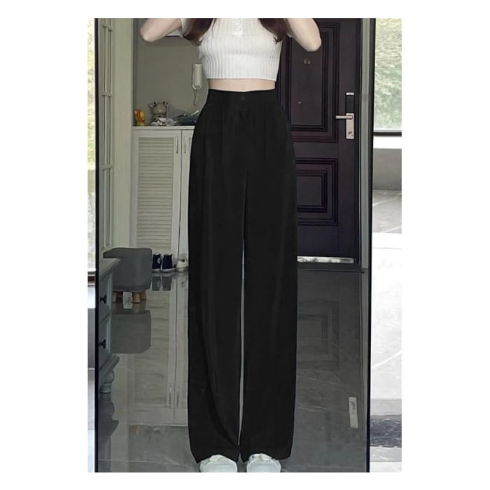 High Waist Plain Wide Leg Pants (Various Designs)