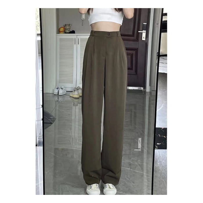 High Waist Plain Wide Leg Pants (Various Designs)