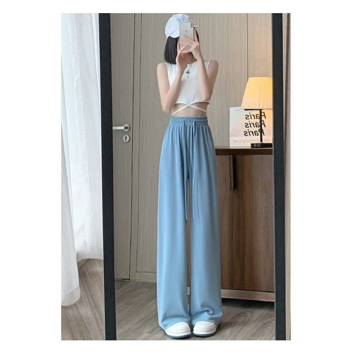 High Waist Plain Wide Leg Sweatpants