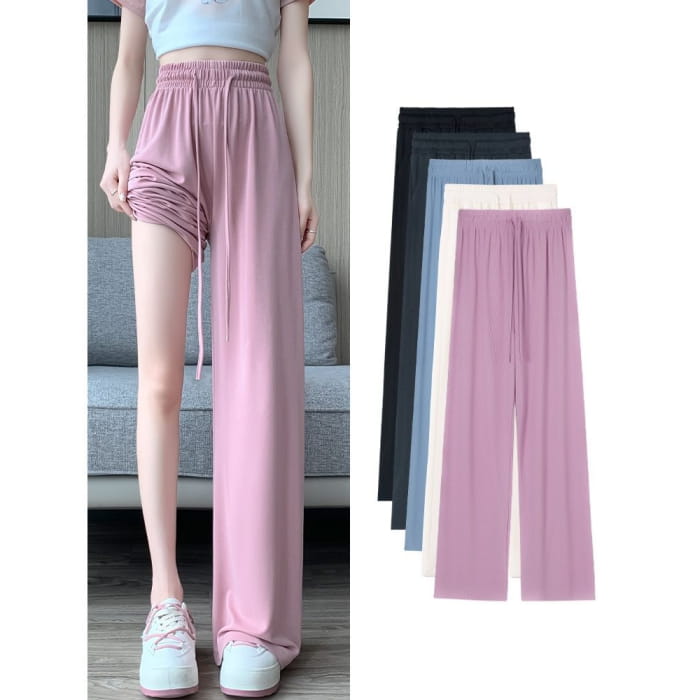 High Waist Plain Wide Leg Sweatpants