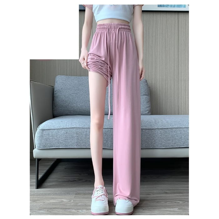 High Waist Plain Wide Leg Sweatpants