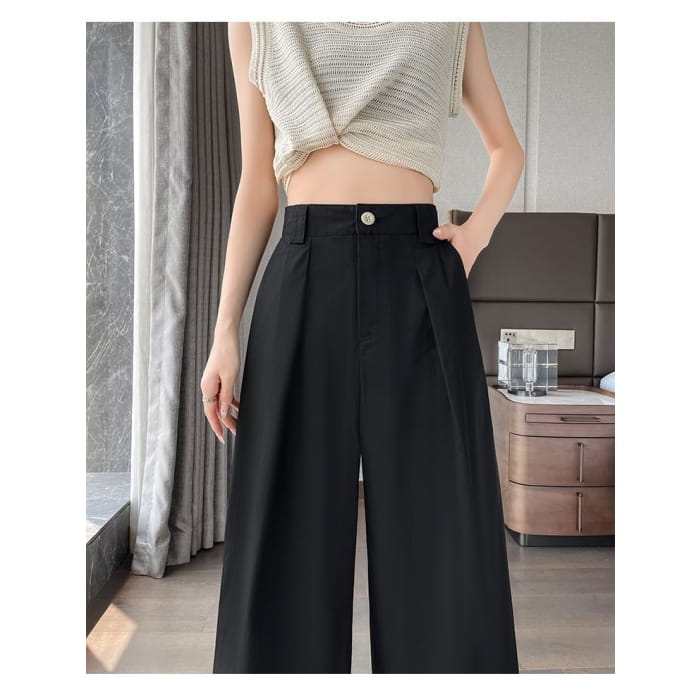 High Waist Pleated Loose Cutting Wide Leg Pants Egirldoll