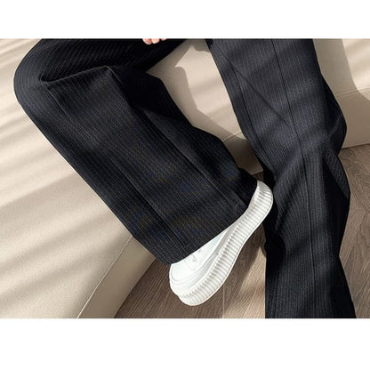 High Waist Striped Wide Leg Suit Pants