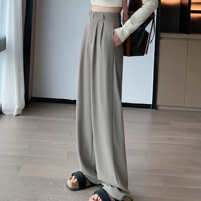 High Waist Wide Leg Double Button Drape Suit Pants