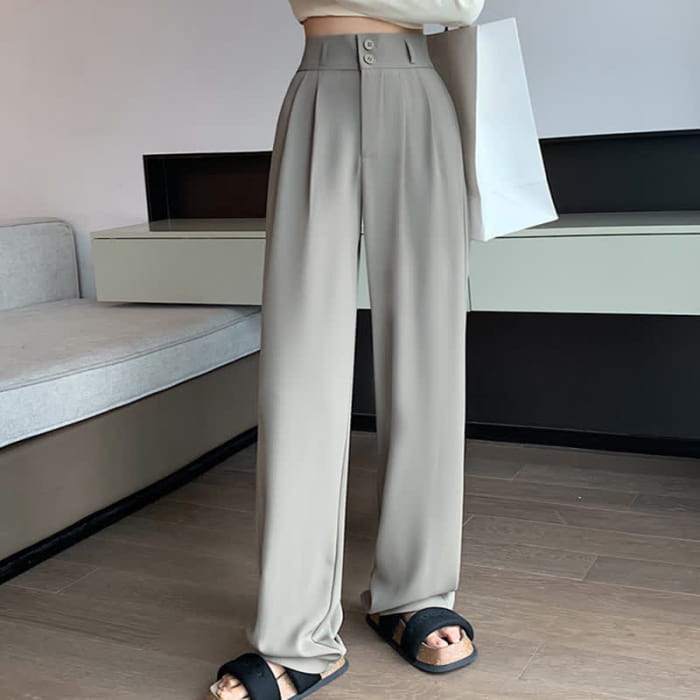 High Waist Wide Leg Double Button Drape Suit Pants