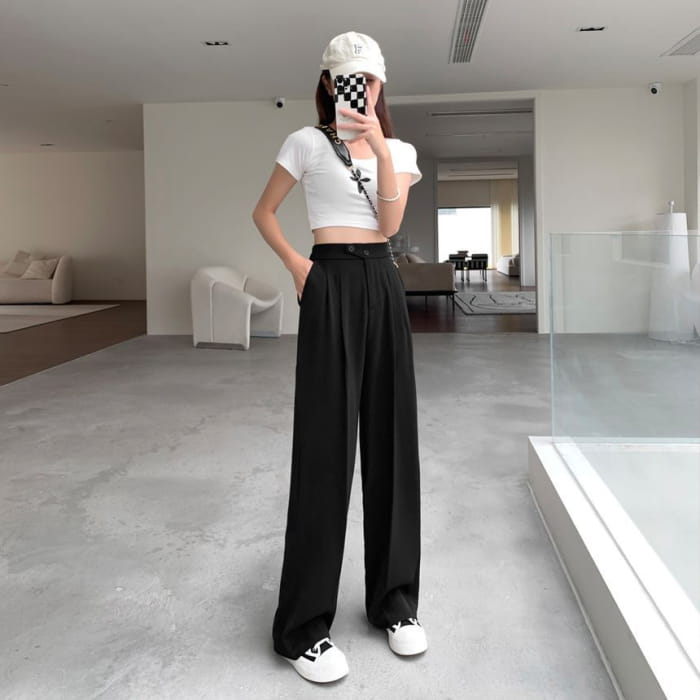 High-Waist Wide-Leg Dress Pants