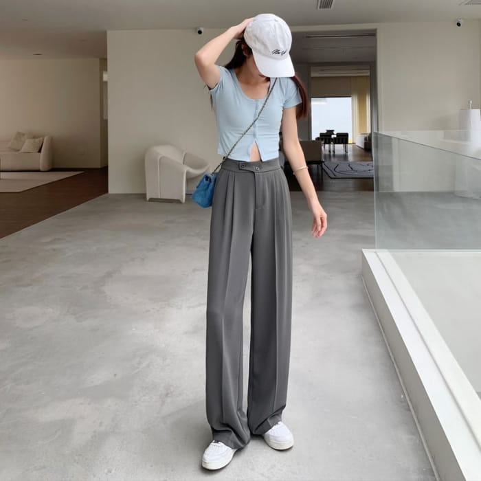 High-Waist Wide-Leg Dress Pants