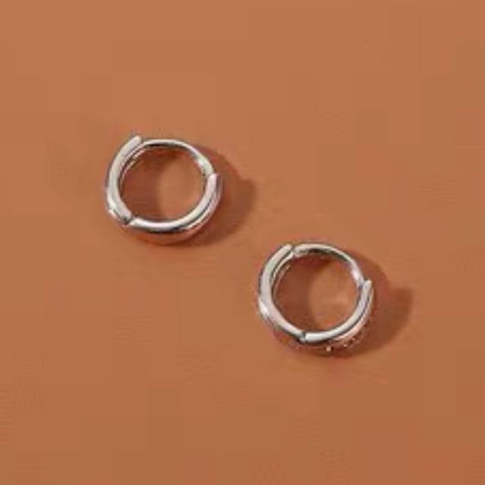 Hoop Earring - 1 Pair - Silver / 0.6cm