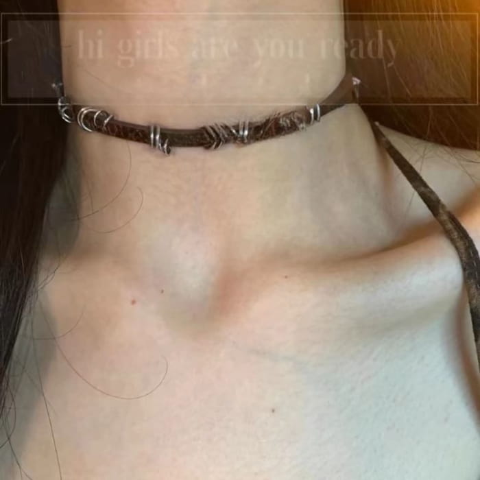 Hoop Leopard Print Faux Leather Choker