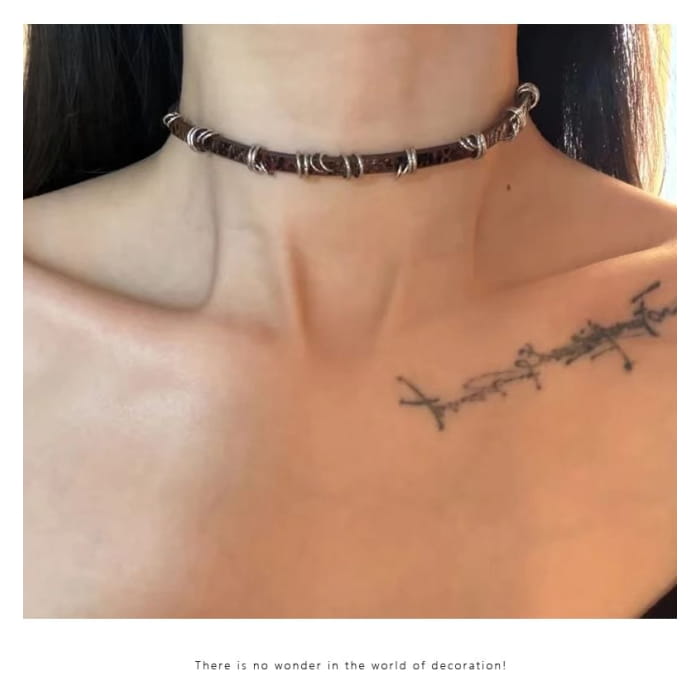 Hoop Leopard Print Faux Leather Choker