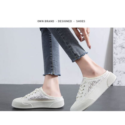 Houndstooth Mesh Panel Sneaker Mules