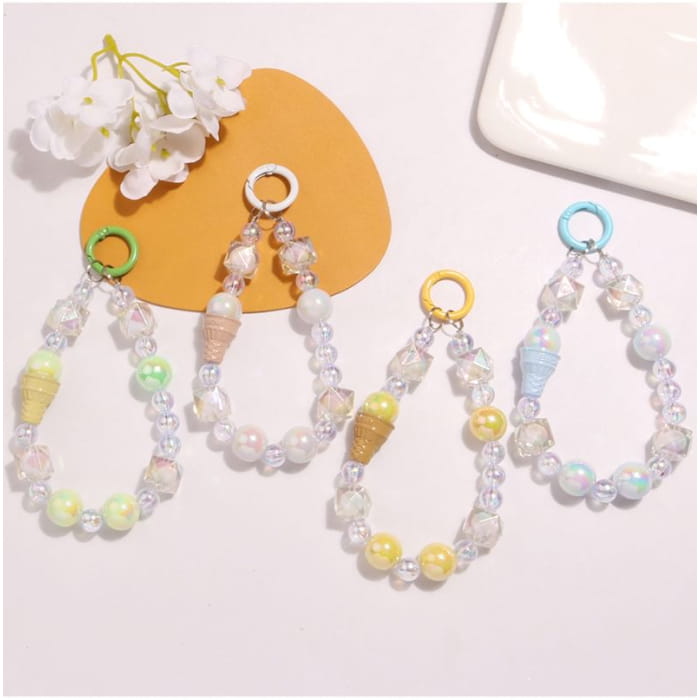 Ice Cream Acrylic Bead Bag Charm Keyring