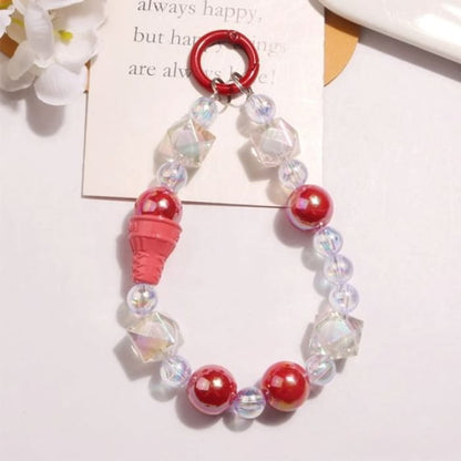 Ice Cream Acrylic Bead Bag Charm Keyring - Q1443-3 - White