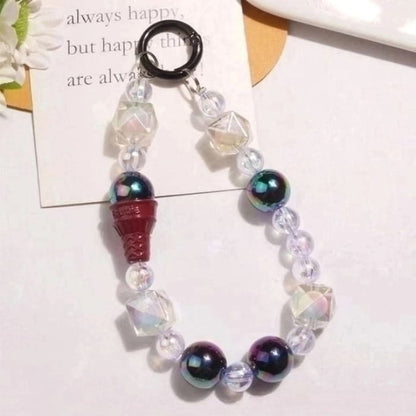 Ice Cream Acrylic Bead Bag Charm Keyring - Q1443-4 - White