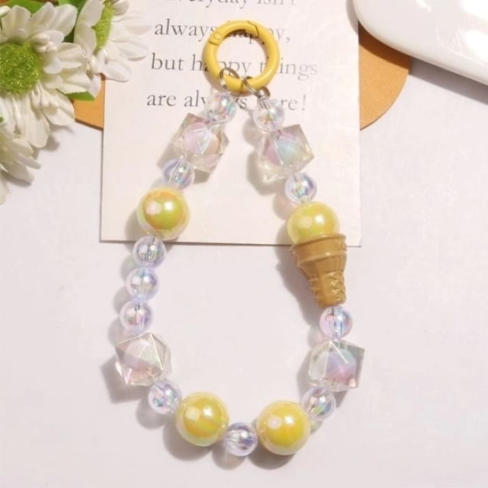 Ice Cream Acrylic Bead Bag Charm Keyring - Q1443-5 - White