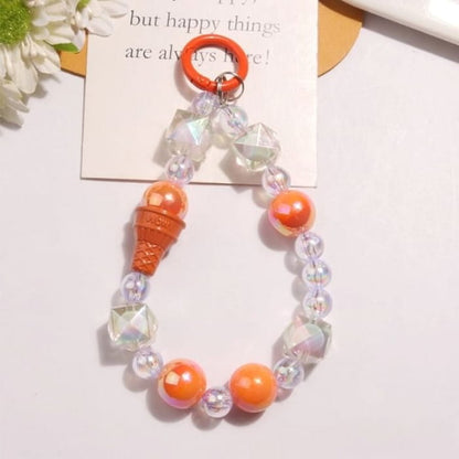 Ice Cream Acrylic Bead Bag Charm Keyring - Q1443-6 - White