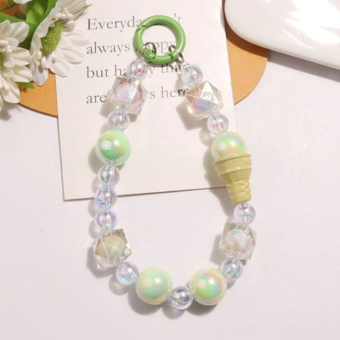 Ice Cream Acrylic Bead Bag Charm Keyring - Q1443-9 - White