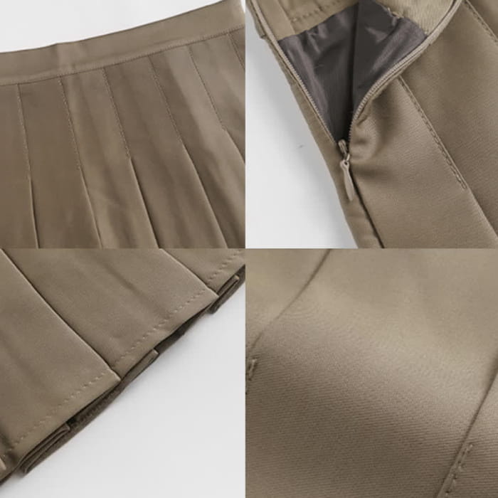 Irregular Cardigan Sweater High Waist Pleated Skirt Set