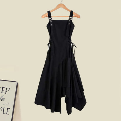 Irregular Hollow Out Sweater Ruffled Split Slip Dress Set