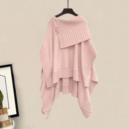 Irregular Off The Shoulder Loose Cloak Sweater Lapel Shirt