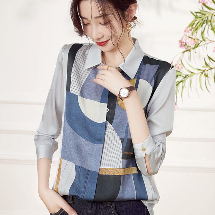 Irregular Pattern Print Casual Shirt