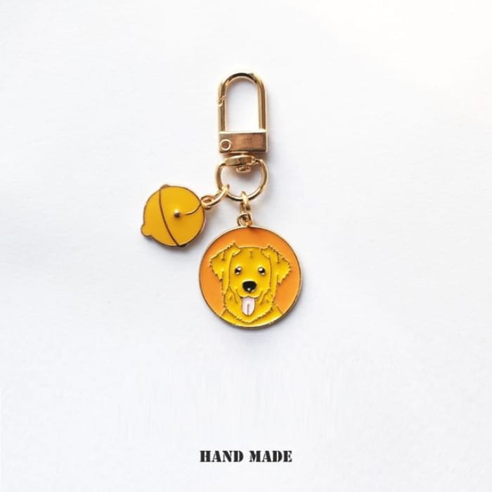 Japanese Cartoon Dog Bag Charm / Key Ring - Golden