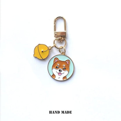 Japanese Cartoon Dog Bag Charm / Key Ring - Husky - Yellow