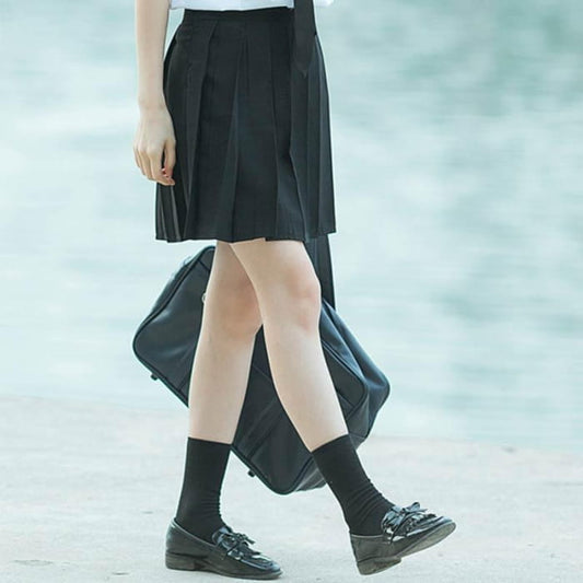 JK Uniform High Waist Pleated Short Mid Long Skirt