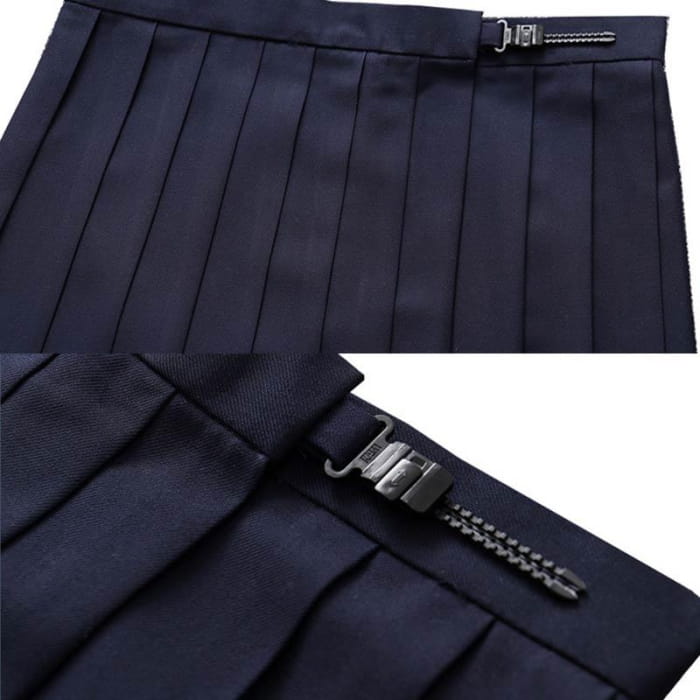 JK Uniform High Waist Pleated Short Mid Long Skirt