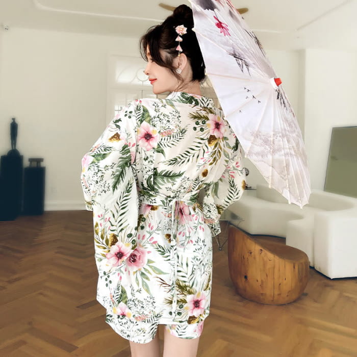 Kawaii Couple Flowers Print Outfit Pajamas