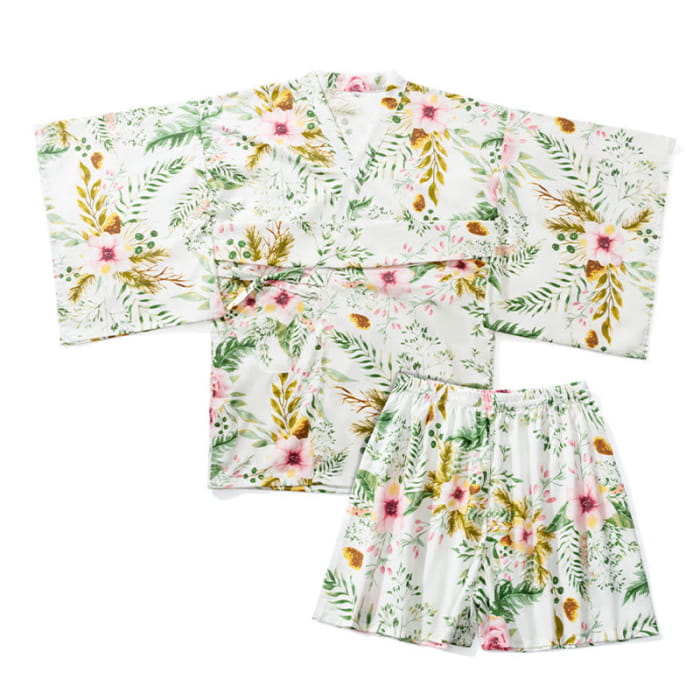 Kawaii Cotton Flowers Print Couple Outfit Pajamas 