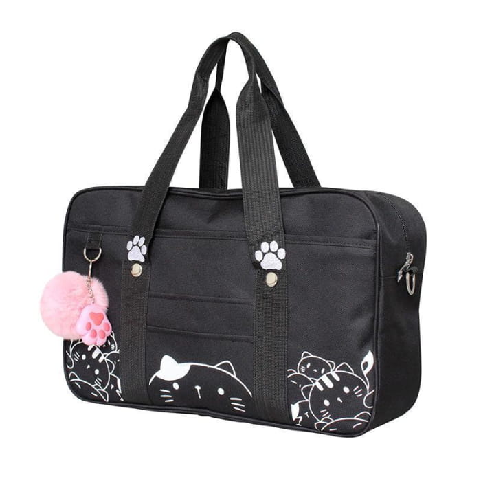 Kawaii JK Cat Cartoon Uniform Crossbody Bag - Black